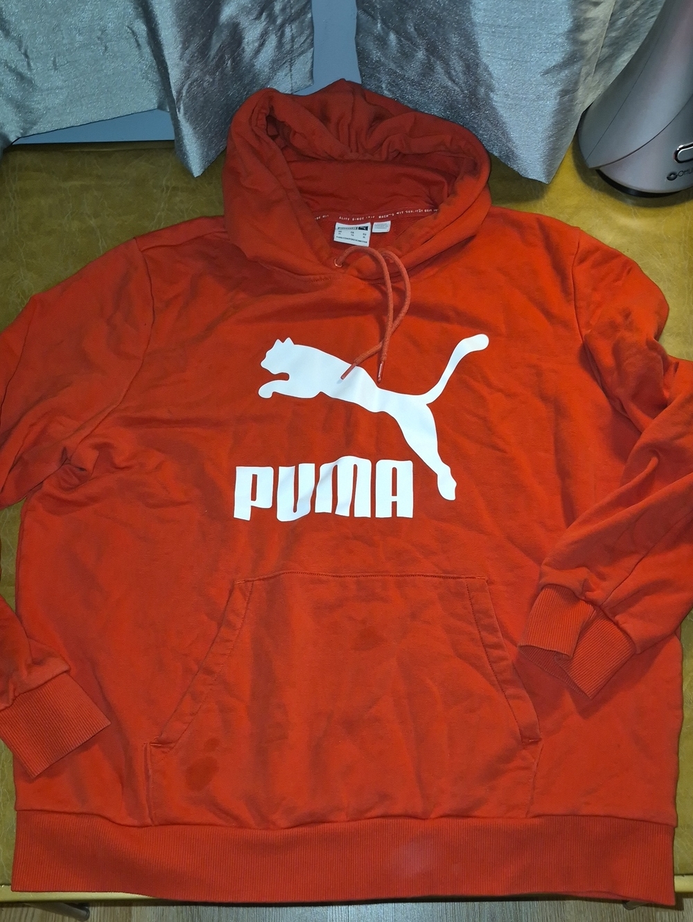 Mens Puma Red Hoodie with White Logo Size XL